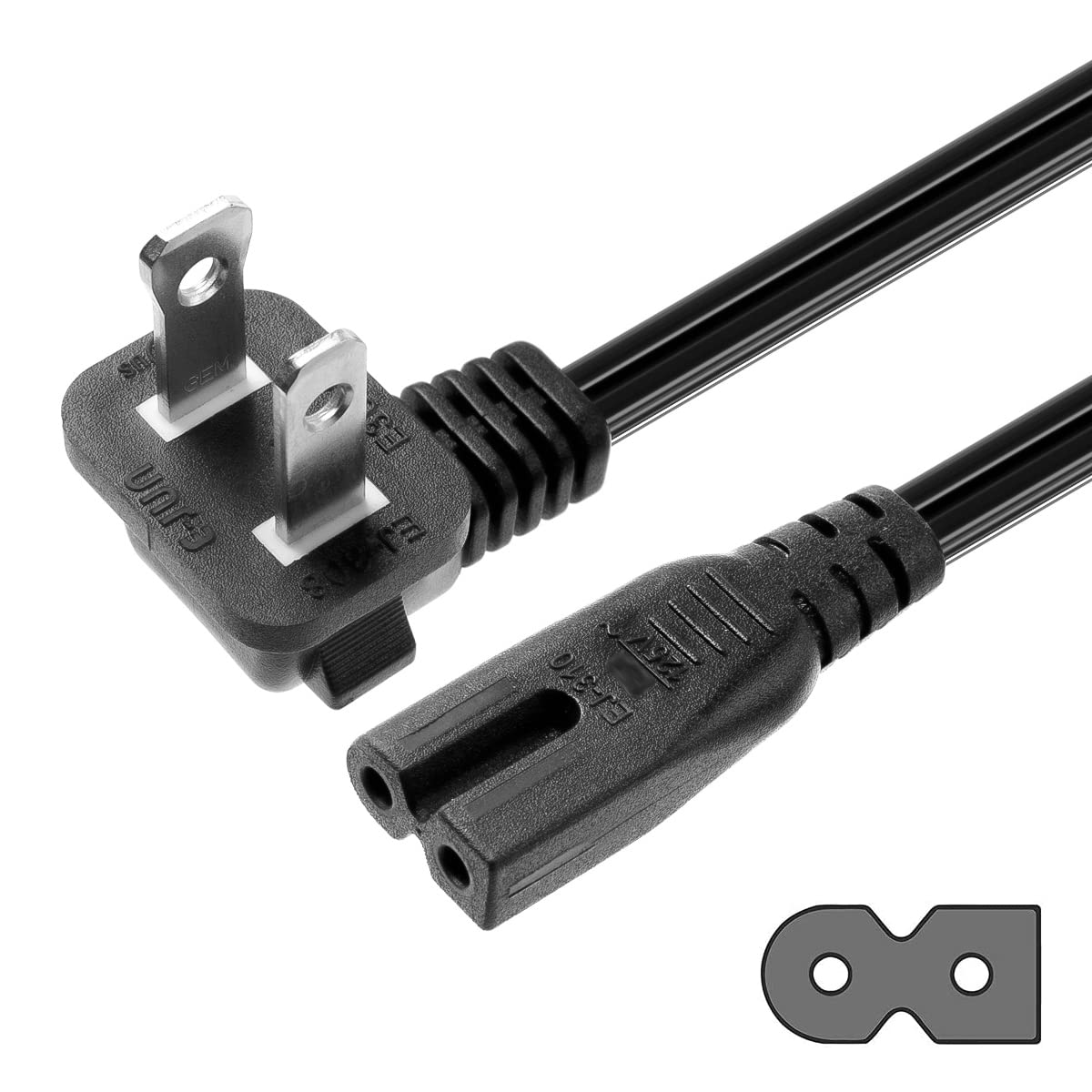 Amazon.com: VSEER 2 Prong 90 Degree Angled 18AWG Power Cord - NEMA